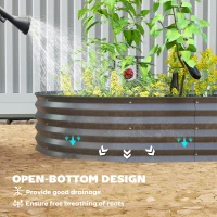 Outsunny 7' x 3' x 1' Large Outdoor Planter Box, Galvanized Raised Garden Bed with Metal Plant Stake, Black(m-6)