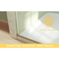 Frameless Double Sliding Shower Door with Silent Rollers, Bathroom Door with Square Tube Track, 60" L x 0.5" W x 74" H, Brushed Gold(m-11)