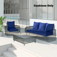 Outsunny Outdoor Chair Cushions Set of 4, Fade Resistant Patio Chair Cushions for Outdoor Furniture, 24" x 24", Navy Blue(m-1)
