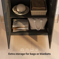 HOMCOM Wardrobe Cabinet with 2 Barn Doors and Hanging Rod, Farmhouse Armoire Wardrobe Closet for Bedroom, Black Wood Effect(m-5)