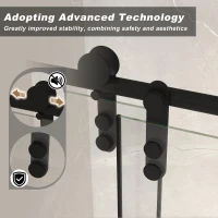 Sliding Bathtub Door with Waterproof Seals and Tempered Glass, Bathroom Door with Towel Bar Handle, 60" L x 0.5" W x 66" H, Matte Black(m-6)