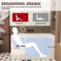 47" Acrylic Freestanding Bathtub with Built-In Seat, Ergonomic Sloping Backrest, Soaking Tub for Bathroom, 47" L x 27.5" W x 25" H, Gloss White(m-4)