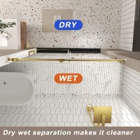 Frameless Shower Door with Anti-Shatter Safety Film and Bottom Water-Blocking Strip, Panel for Bathroom, 60" L x 0.5" W x 76" H, Brushed Gold(m-7)