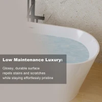 67" Acrylic Freestanding Bathtub with Double-Wall Insulation for Heat Retention, Tub with High-Gloss Surface, 67" L x 31.5" W x 23.5" H, Gloss White(m-6)