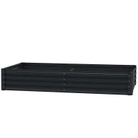 Outsunny 6 x 3 x 1ft Galvanized Raised Garden Bed, Reinforced Outdoor Planter Box with Open Bottom, Dark Grey(m-2)
