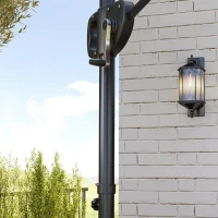 Outsunny Square Cantilever Patio Umbrella, Double Top Patio Hanging Offset Umbrella with Crank & Tilt, 8' x 9', khaki(m-10)