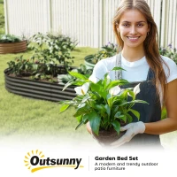 Outsunny 7' x 3' x 1' Large Outdoor Planter Box, Galvanized Raised Garden Bed with Metal Plant Stake, Black(m-10)