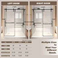 Sliding Bathtub Door with Waterproof Seals and Tempered Glass, Bathroom Door with Towel Bar Handle, 48" L x 0.5" W x 76" H, Matte Black(m-3)