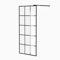 Framed Glass Shower Screen with Safety Film and Tempered Glass, Door with Stainless Steel Support Rod, 34" L x 0.5" W x 72" H, Matte Black(m-2)