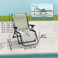 Outsunny Folding Zero Gravity Chair, 5-Position Adjustable Outdoor Lounge Chair Recliner with Headrest, Beige(m-3)