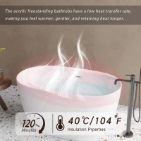 47" Acrylic Freestanding Oval Soaking Bathtub with High-Gloss Finish, Freestanding Tub with Flexible Drain Hose, 47" L x 28" W x 24" H, Gloss White(m-4)