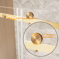 Frameless Shower Door with Anti-Shatter Safety Film and Bottom Water-Blocking Strip, Panel for Bathroom, 60" L x 0.5" W x 76" H, Brushed Gold(m-7)