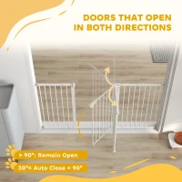 PawHut 30 Inch Tall Pet Gate with Door Dog Gate and Barrier Indoor for Stairs Includes 7", 8", 12" Extensions Kit(m-5)