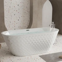 Freestanding Acrylic Bathtub with Spacious Oval Shape and Anti-Bacterial High-Gloss Finish, Tub for Bathroom, 67" L x 31.5" W x 23" H, Gloss White(m-9)