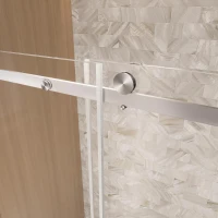 Frameless Shower Door with Anti-Shatter Safety Film and Bottom Water-Blocking Strip, Panel for Bathroom, 60" L x 0.5" W x 76" H, Brushed Nickel(m-10)