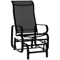 Outsunny Patio Glider with Breathable Mesh Fabric, Outdoor Glider Chair, Garden Rocking Gliding Seat for Patio, Yard, Porch, Black(m-2)