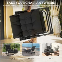 Outsunny Folding Garden Chair, Reclining Zero Gravity Chair, Sun Lounger with Cushion and Headrest, Black(m-5)