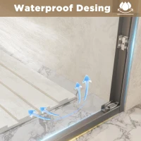 Double Sliding Shower Door with Explosion-Proof Safety Film and Stainless Steel Handle, Panel for Bathroom, 48" L x 0.5" W x 72" H, Brushed Nickel(m-7)