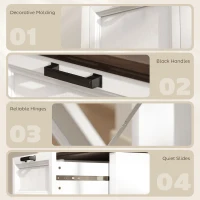 HOMCOM 10 Gallon Trash Can Cabinet with Drawer, Farmhouse Tilt Out Garbage Cabinet Laundry Hamper, White Wood Effect(m-9)