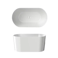 51" Acrylic Freestanding Soaking Tub with Flexible Drain Hose, Bathtub with Adjustable Leveling Feet, 51" L x 27.5" W x 23" H, Gloss White(m-2)