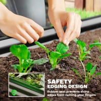 Outsunny 7' x 3' x 1' Large Outdoor Planter Box, Galvanized Raised Garden Bed with Metal Plant Stake, Black(m-5)