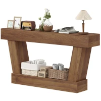 HOMCOM 63 Inch Vintage Console Table, Narrow Entryway Table with Open Shelf for Living Room, Dark Brown(m-2)