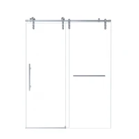 Sliding Shower Door with Waterproof Seals and Tempered Glass, Bathroom Door with Towel Bar Handle, 48" L x 0.5" W x 76" H, Brushed Nickel(m-2)