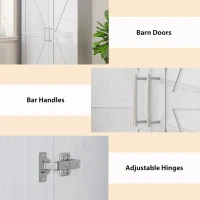 HOMCOM Wardrobe Cabinet with 2 Barn Doors and Hanging Rod, Farmhouse Armoire Wardrobe Closet for Bedroom, White Wood Effect(m-7)