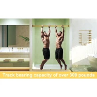 Frameless Double Sliding Shower Door with Silent Rollers, Bathroom Door with Square Tube Track, 60" L x 0.5" W x 74" H, Brushed Gold(m-9)