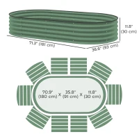 Outsunny 6' x 3' x 1' Large Outdoor Planter Box, Galvanized Raised Garden Bed with Metal Plant Stake, Light Green(m-3)
