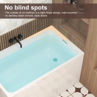 47" Acrylic Freestanding Bathtub with Built-In Seat, Ergonomic Sloping Backrest, Soaking Tub for Bathroom, 47" L x 27.5" W x 25" H, Gloss White(m-8)