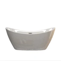 59" Freestanding Acrylic Tub with Adjustable Leveling Feet, Bathtub with Pop‑Up Drain & Chrome Overflow, 59" L x 29.5" W x 26" H, Gloss White(m-2)