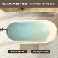 67" Special-Shaped Freestanding Slipper Bathtub with Chrome Overflow, Soaking Tub with Pop-Up Drain, 67" L x 31" W x 29" H, White(m-7)