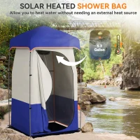 Outsunny Camping Shower Tent, Portable Privacy Shelter with Solar Shower Bag, Removable Floor and Carrying Bag, Blue(m-4)