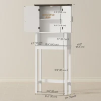 HOMCOM Over The Toilet Storage, Bathroom Cabinet Over Toilet with Open Shelf and Adjustable Bottom Bar, White(m-3)