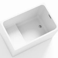 47" Acrylic Freestanding Bathtub with Built-In Seat, Ergonomic Sloping Backrest, Soaking Tub for Bathroom, 47" L x 27.5" W x 25" H, Gloss White(m-13)