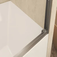 Double Sliding Shower Door with Explosion-Proof Safety Film, Stainless Steel Long Handle, Panel for Bathroom, 60" L x 0.5" W x 60" H, Brushed Nickel(m-13)