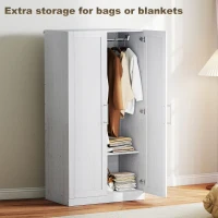 HOMCOM Wardrobe Cabinet with 2 Doors and Hanging Rod, Modern Armoire Wardrobe Closet for Bedroom, White Wood Effect(m-5)