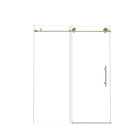 Frameless Shower Door with Anti-Shatter Safety Film and Bottom Water-Blocking Strip, Panel for Bathroom, 60" L x 0.5" W x 76" H, Brushed Gold(m-2)