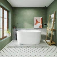 51" Acrylic Freestanding Soaking Tub with Flexible Drain Hose, Bathtub with Adjustable Leveling Feet, 51" L x 27.5" W x 23" H, Gloss White(m-1)