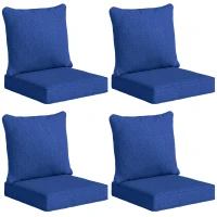 Outsunny Outdoor Chair Cushions Set of 4, Fade Resistant Patio Chair Cushions for Outdoor Furniture, 24" x 24", Navy Blue(m-11)
