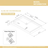 32" x 48" Shower Base with Durable No-Flex Construction, Acrylic 3-Wall Alcove Shower Pan with Center Drain, 48" L x 32" W x 3" H, Gloss White(m-3)