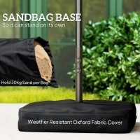 Outsunny 15' Outdoor Patio Umbrella with Twin Canopy Sunshade Steel Table Umbrella with Lift Crank, Cross base, Sandbag, Dark Grey(m-6)