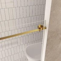 Frameless Shower Door with Anti-Shatter Safety Film and Bottom Water-Blocking Strip, Panel for Bathroom, 60" L x 0.5" W x 76" H, Brushed Gold(m-12)