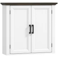 HOMCOM Bathroom Wall Cabinet, Farmhouse Medicine Cabinet Wall Mounted with 2 Doors and Adjustable Shelf, White(m-2)