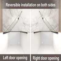 Pivot Shower Door with Safety Film and Tempered Glass, Bathroom Door with Stainless Steel Handle, 30" L x 0.5" W x 72" H, Matte Black(m-10)