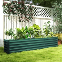 Outsunny 8 x 1.3 x 1.5ft Galvanized Raised Garden Bed, Reinforced Outdoor Planter Box with Open Bottom, Green(m-8)