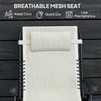 Outsunny Folding Zero Gravity Chair, 5-Position Adjustable Outdoor Lounge Chair Recliner with Headrest, Beige(m-5)