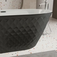 67" Freestanding Acrylic Bathtub with Spacious Oval Shape and Anti-Bacterial High-Gloss Finish, Tub for Bathroom, 67" L x 31.5" W x 23" H, Black(m-11)