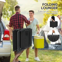 Outsunny Folding Lounge Chair, Outdoor Chaise Lounge Tanning Chair with Adjustable Back, Side Table, Headrest, Black(m-7)